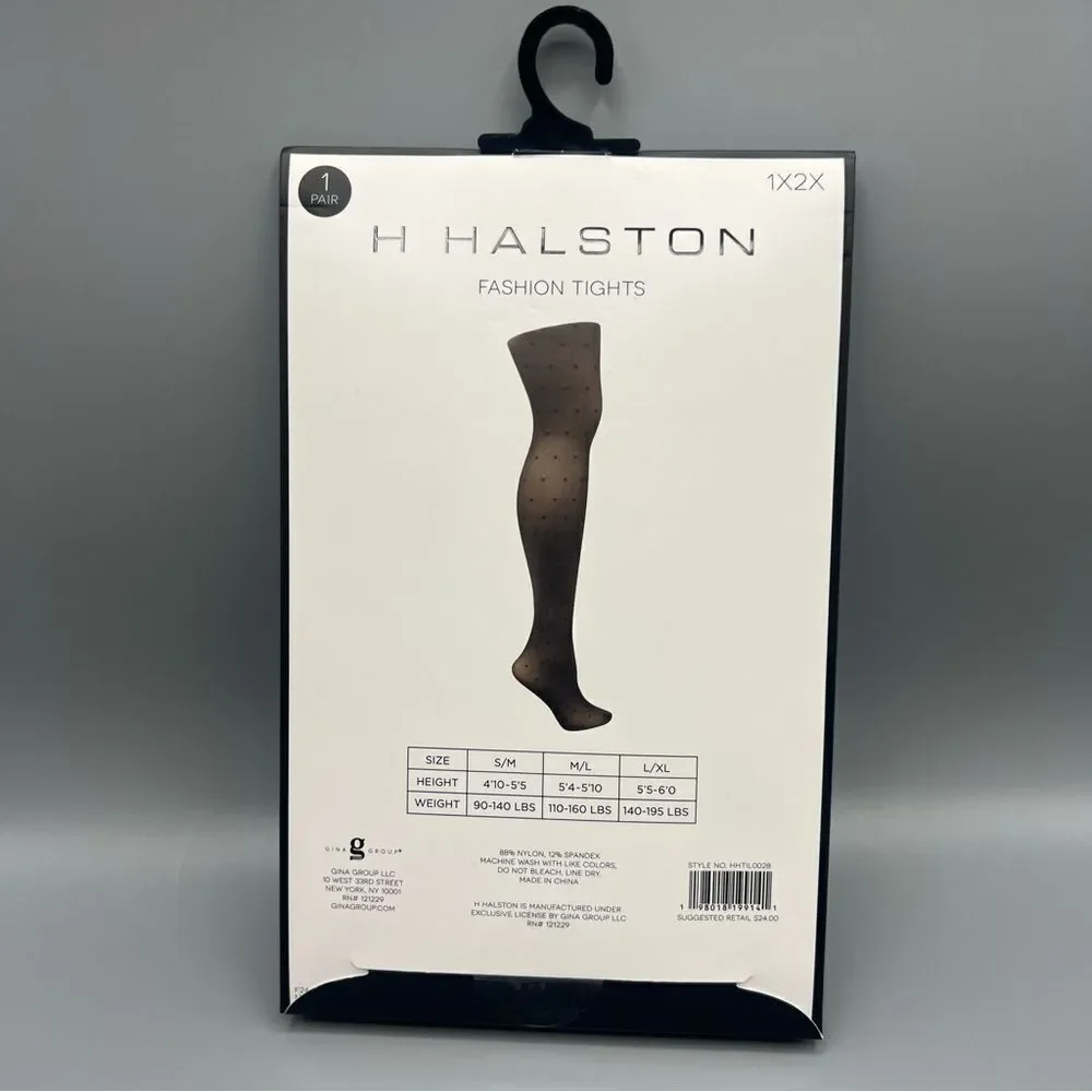H Halston Black Swiss Dot Tights 1X/2X NWT
